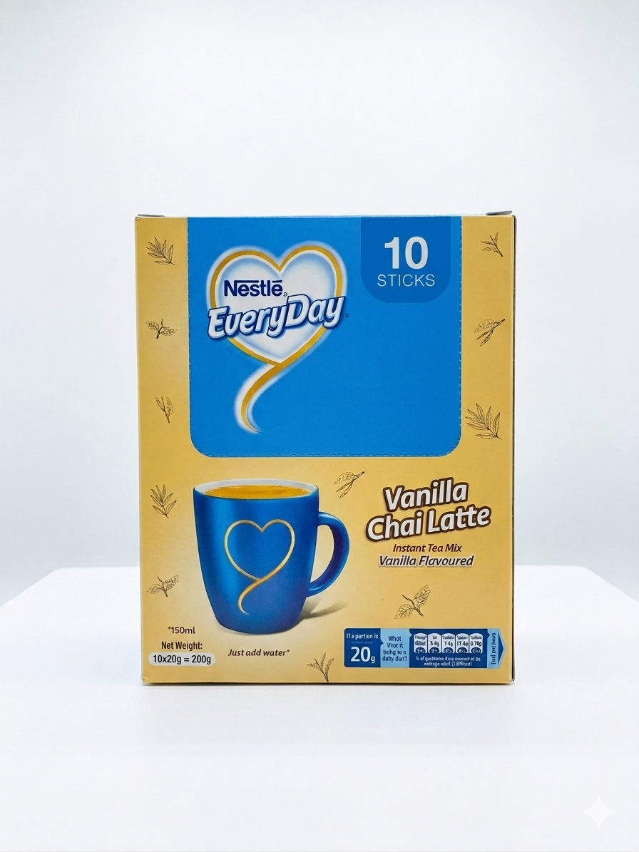 Vanilla Chai Latte Instant Tea Mix Sticks . Creamy Tea Premix Powder | Easy 1 Cup Sachets ,Café Style Chai Latte at Home , 10 Sticks Pack