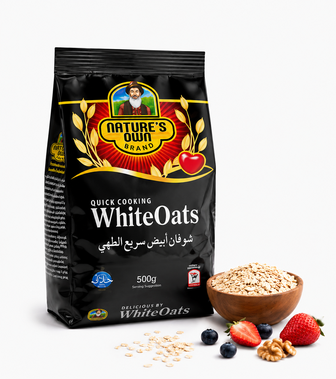 Oats Nature’s Own Quick Cooking White Oats 500g ,Healthy Breakfast Cereal, High Fiber & Instant Energy