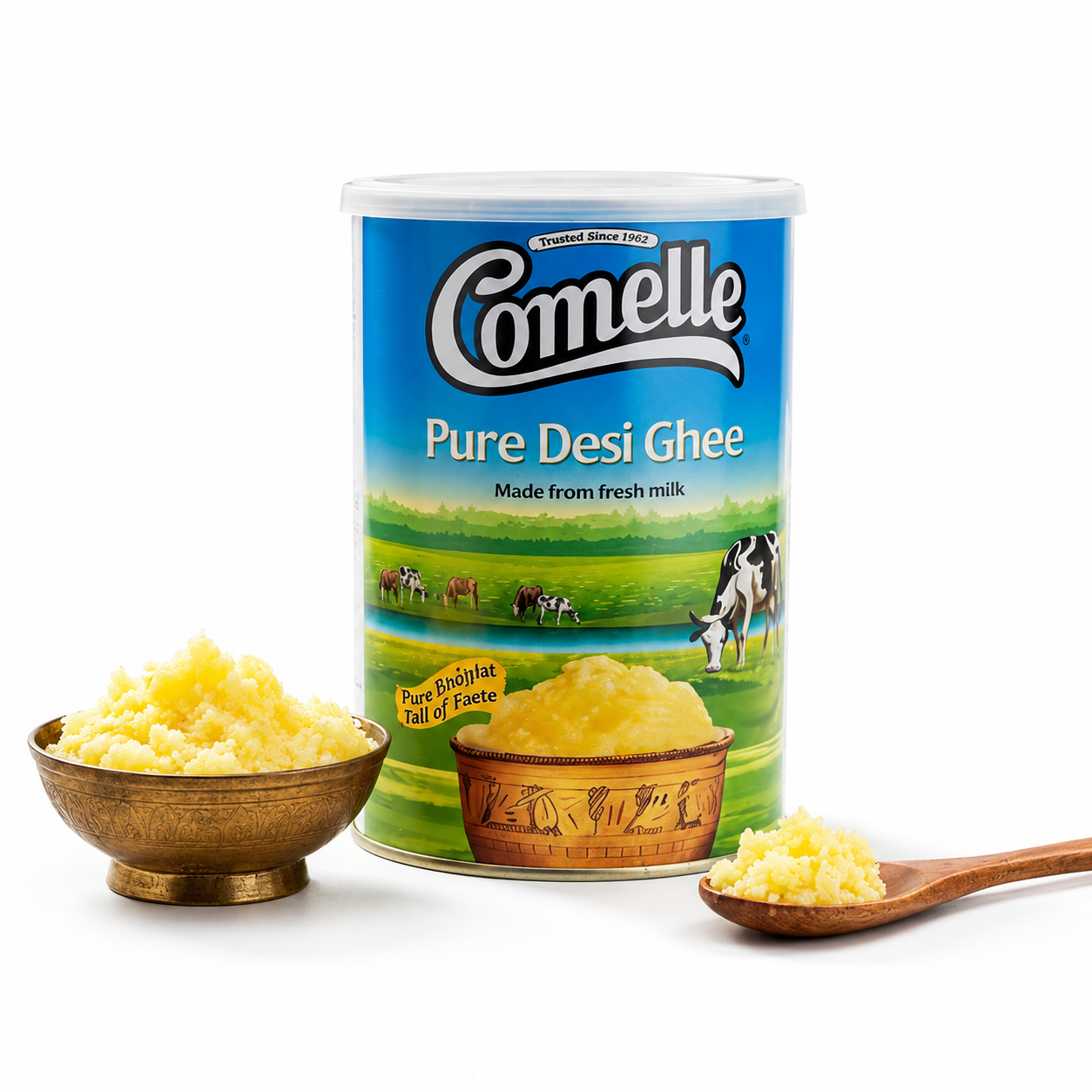 Pure Desi Ghee Comelle 800g Tin | Healthy Cooking Oil | Made from Cow's Milk
